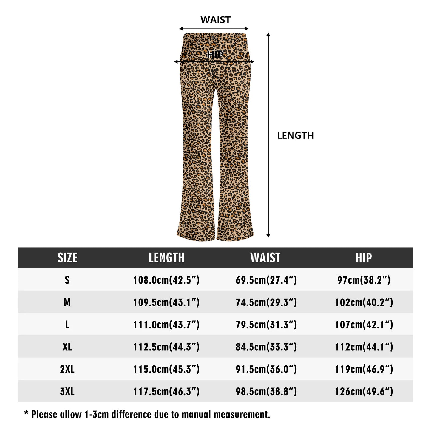 Womens Leopard Print Elegant Flare Pants