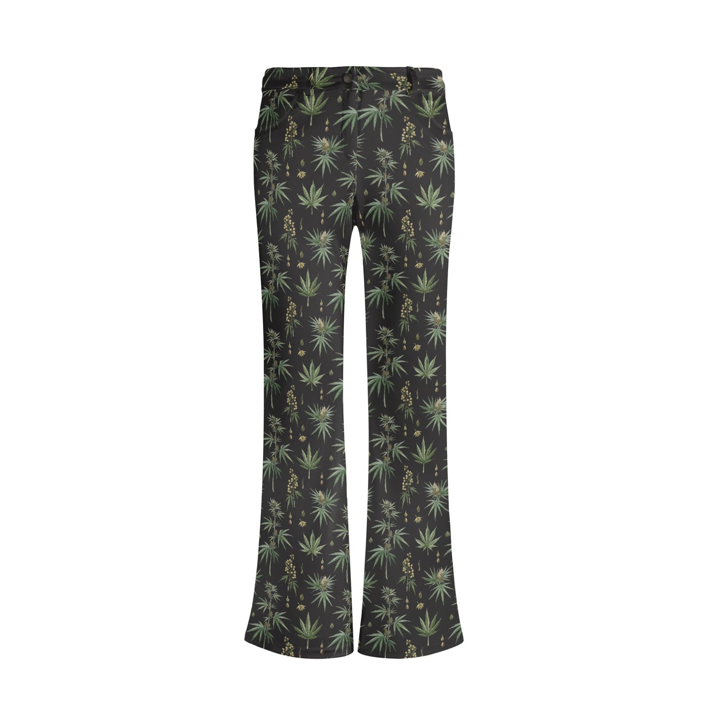 Womens Canna Garden Print Elegant Flare Pants