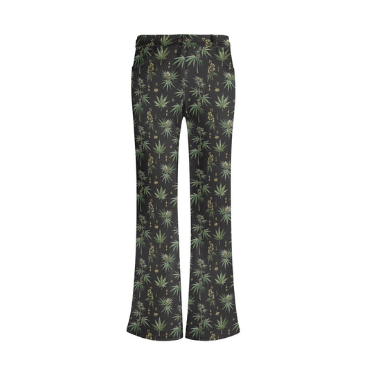 Womens Canna Garden Print Elegant Flare Pants