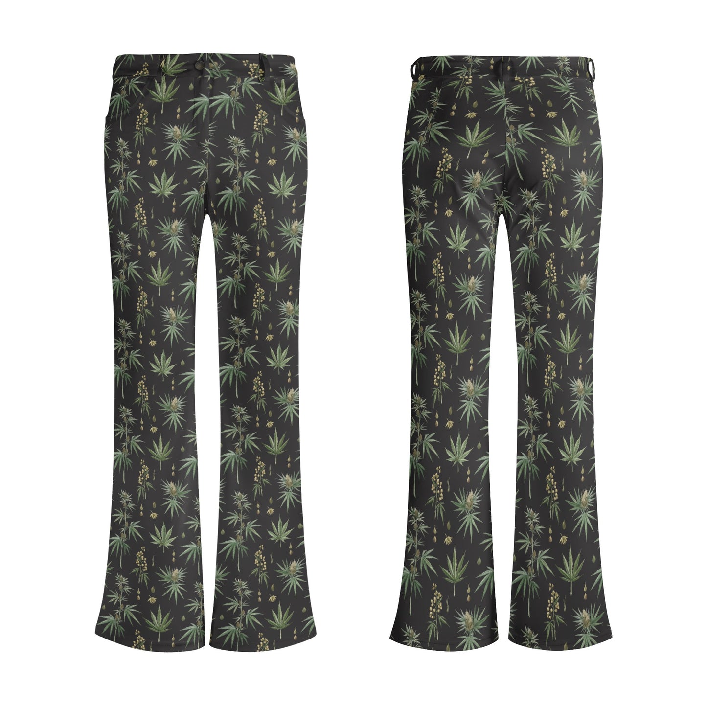 Womens Canna Garden Print Elegant Flare Pants