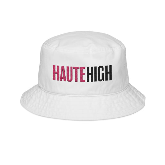 Haute High Embroidered White Bucket Hat