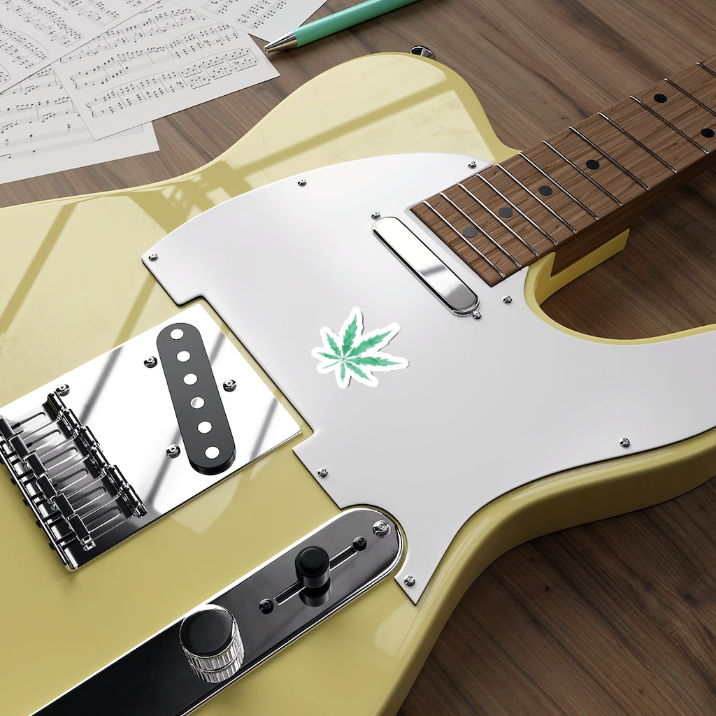 Green Watercolor Cannabis leaf Die-Cut Stickers