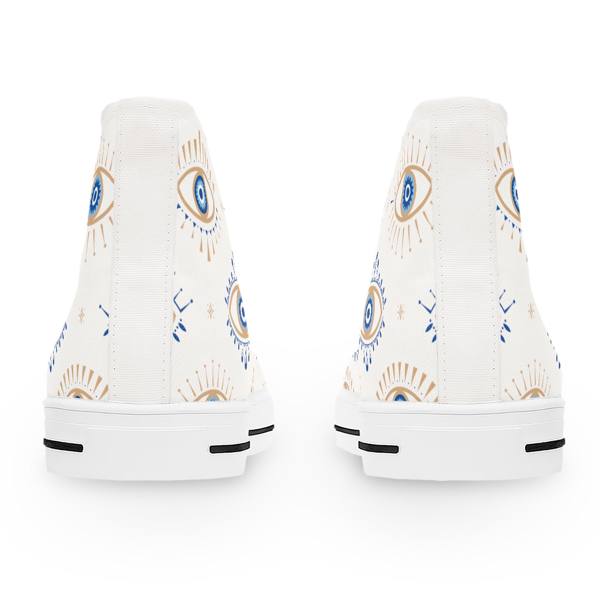 Blue and White "Evil Eye" Women's High Top Sneakers