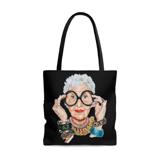 Totes Iconic - Fashion Icon Iris Apfel -  Blk AOP Tote Bag