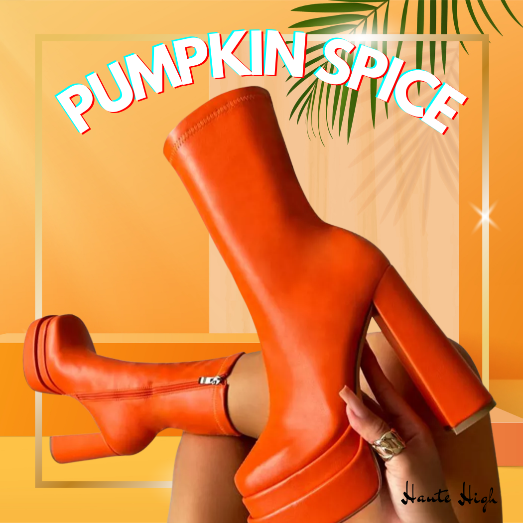 Pumpkin Spice Platform Mid Calf Boots