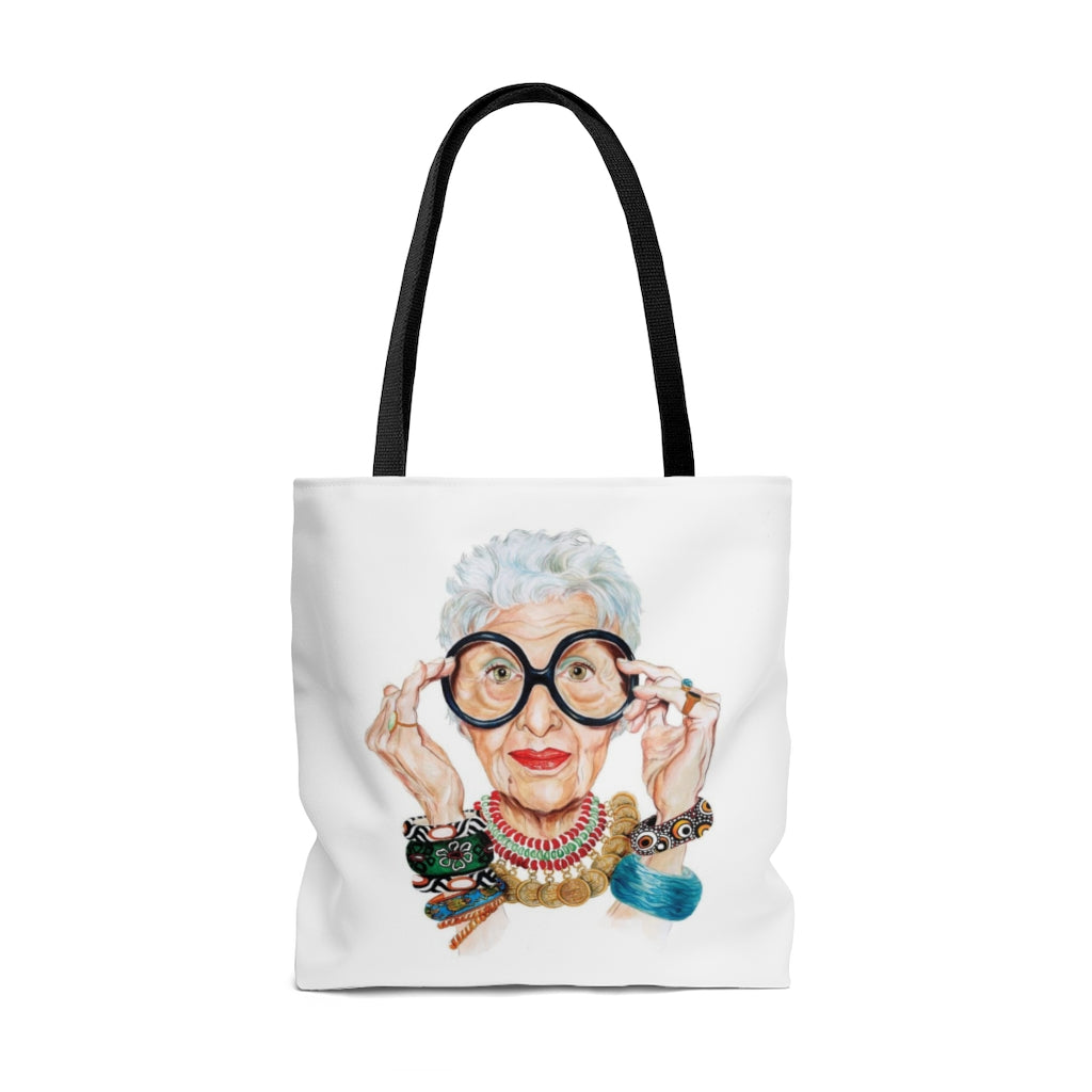 IRIS APFEL White Tote Bag