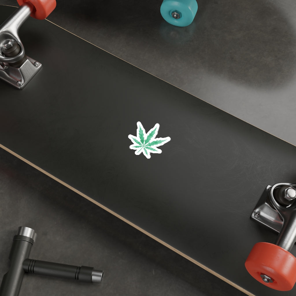 Green Watercolor Cannabis leaf Die-Cut Stickers