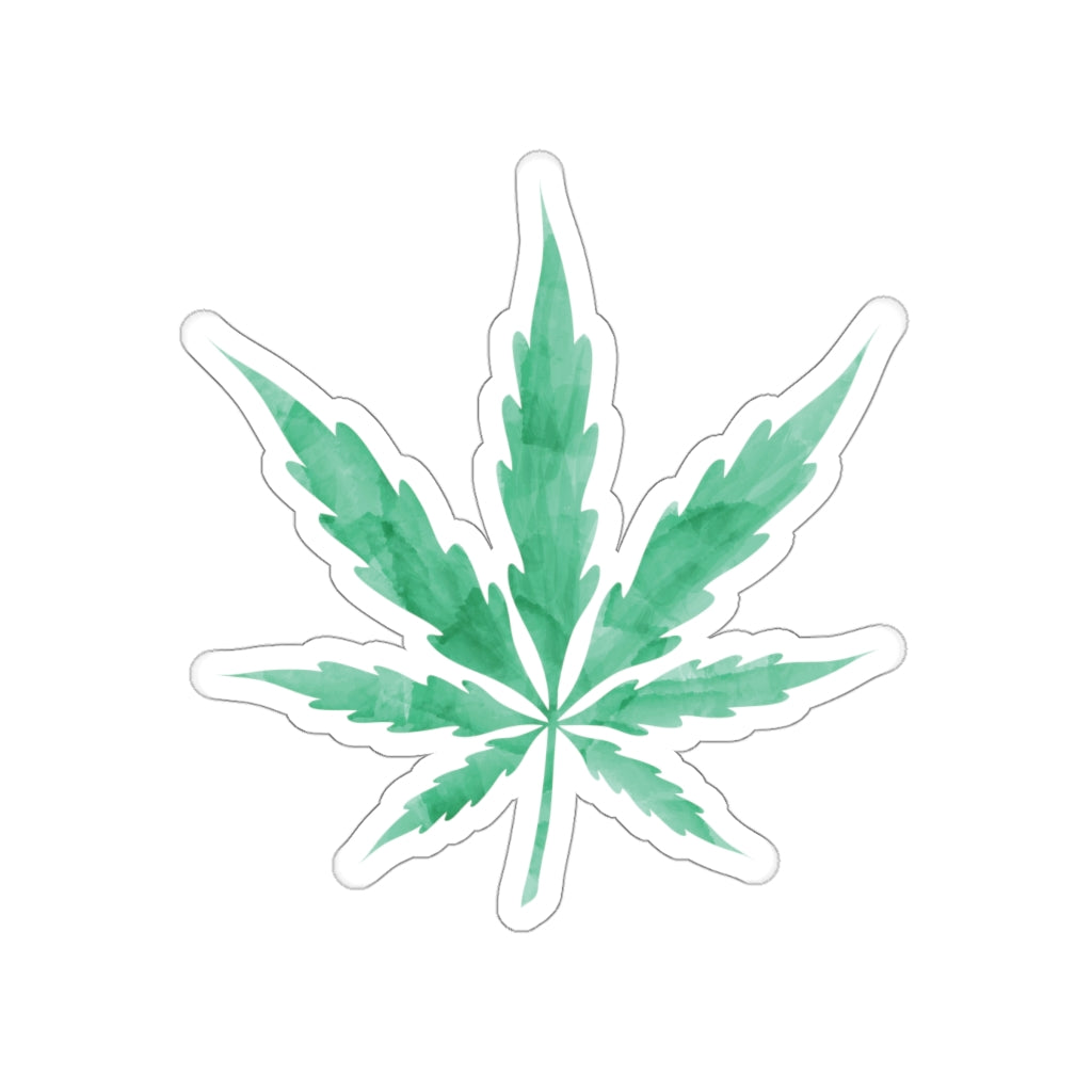 Green Watercolor Cannabis leaf Die-Cut Stickers