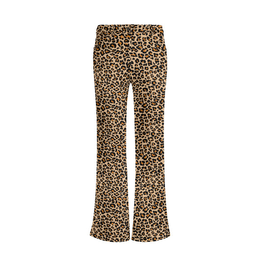 Womens Leopard Print Elegant Flare Pants