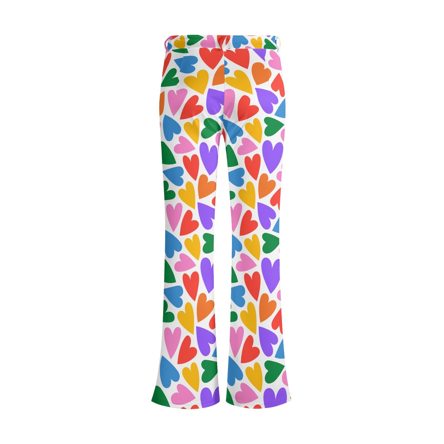 Womens Rainbow Hearts Print Elegant Flare Pants