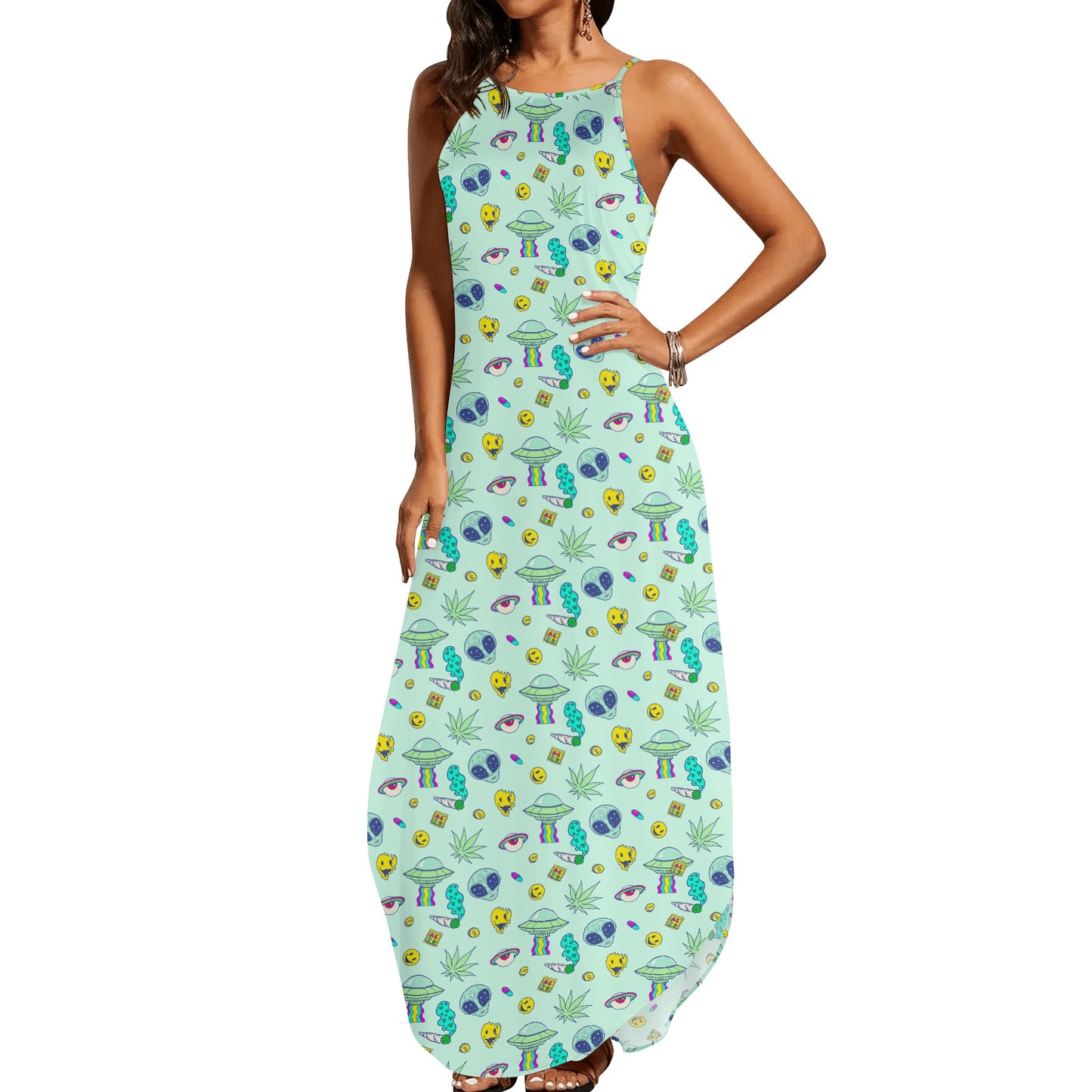 Stoner Invasion Womens Sleeveless Maxi Brunch Dress