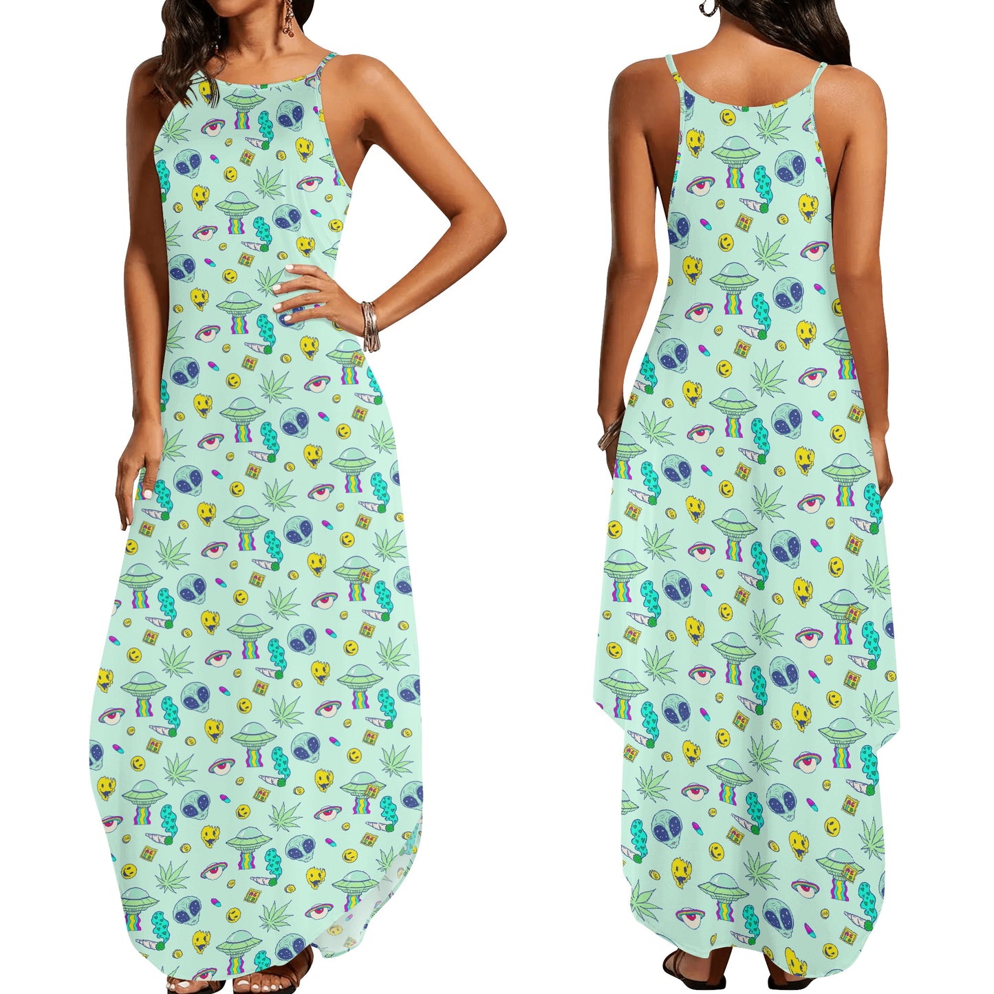 Stoner Invasion Womens Sleeveless Maxi Brunch Dress