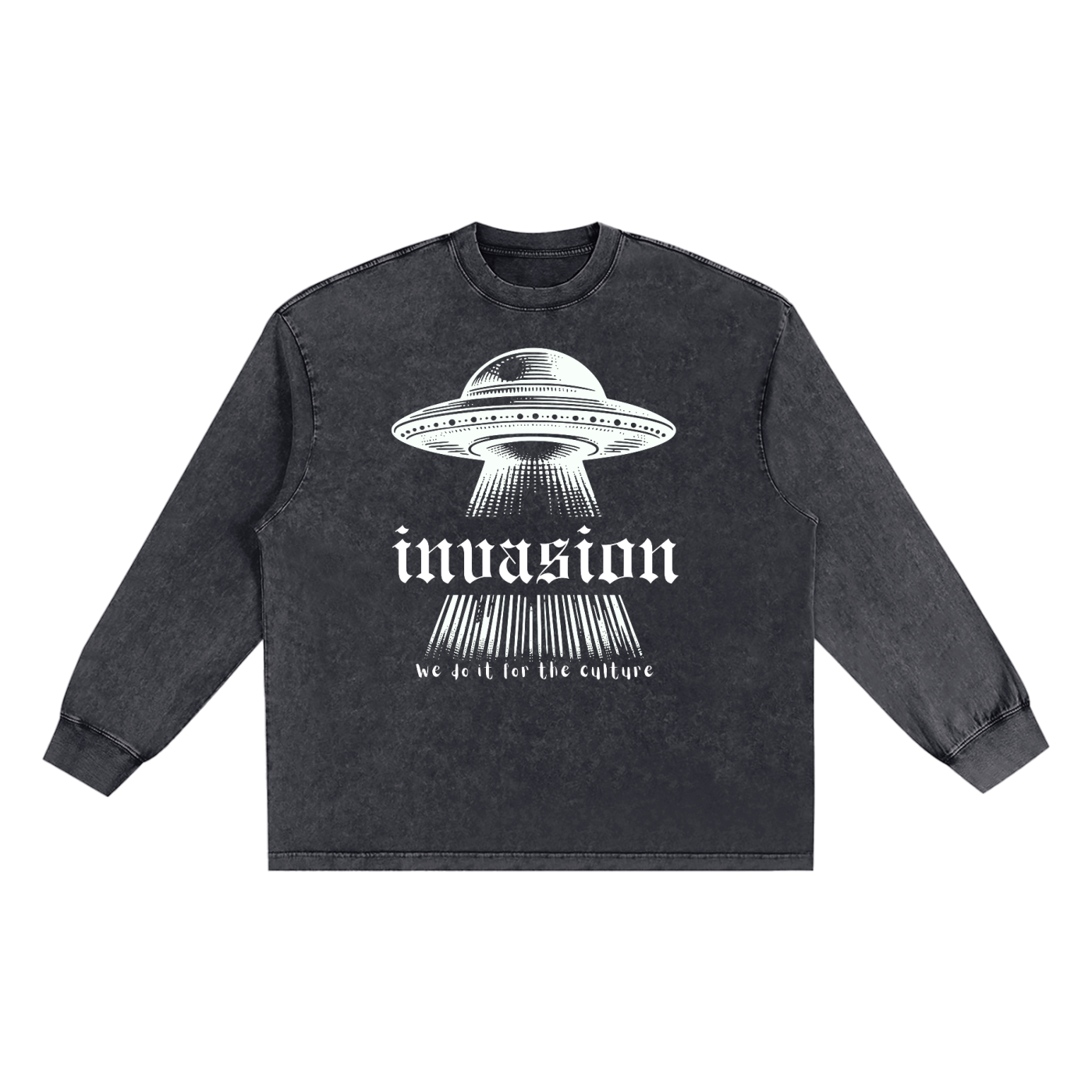 Invasion - Unisex Snow Washed Oversize Long Sleeve T-shirt