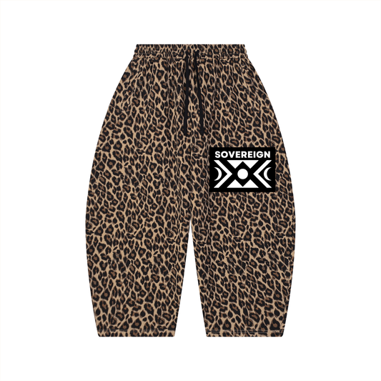 SOVEREIGN Unisex Leopard Barrel Leg Sweatpants